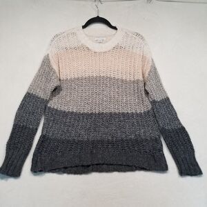 American Eagle S Sweater Pink Gray Striped Wool Blend Lightweight Preppy Classic